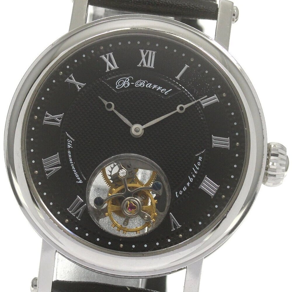 B-BARREL Tourbillon Back skeleton black Dial Hand Winding Men's Watch